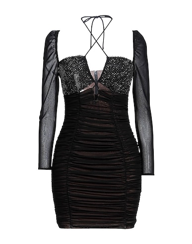 SELF-PORTRAIT Short dress Black 95% Polyamide, 5% Elastane