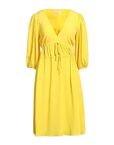 CLIPS MORE Midi-Kleid Gelb 69% Acetat, 31% Seide