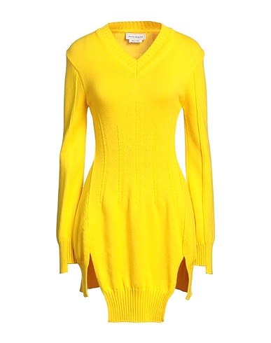 MCQUEEN Short dress Yellow 100% Cashmere