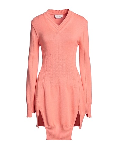 MCQUEEN Short dress Salmon pink 100% Cashmere