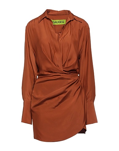 GAUGE81 Short dress Brown 100% Silk