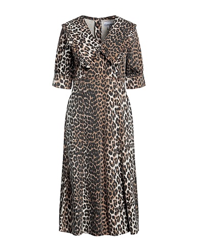 GANNI Denim dress Camel 68% Cotton, 32% Lyocell