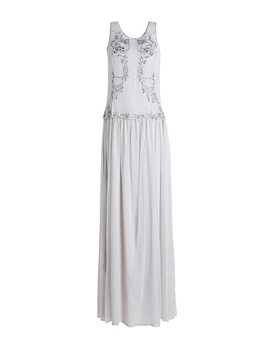 TWINSET Long dress Light grey 100% Polyamide, Viscose