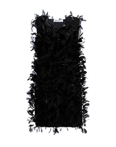 MAX MARA Short dress Black 100% Polyamide, Rooster feathers, Polyester, Silk