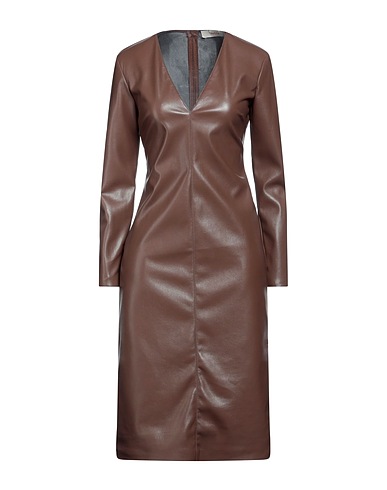 JUCCA Midi dress Brown 65% Polyester, 35% Polyurethane