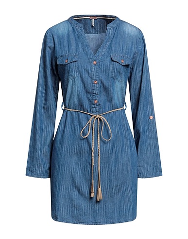AIKI KEYLOOK Short dress Blue 100% Cotton