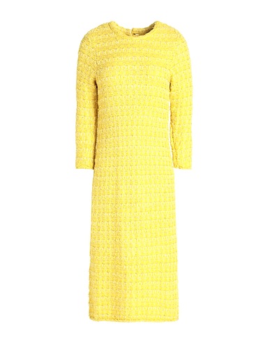 BALENCIAGA Midi dress Yellow 32% Synthetic fibers, 30% Wool, 25% Alpaca wool, 12% Cotton, 1% Metallic fiber