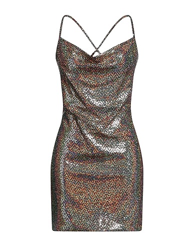 VICOLO Short dress Gold 87% Nylon, 8% Polyester, 5% Elastane