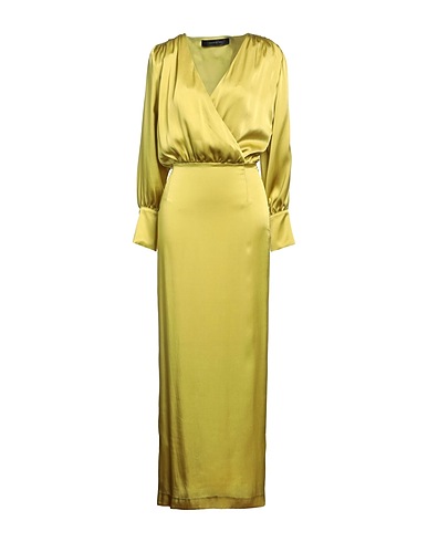 FEDERICA TOSI Long dress Lime green 75% Acetate, 25% Silk