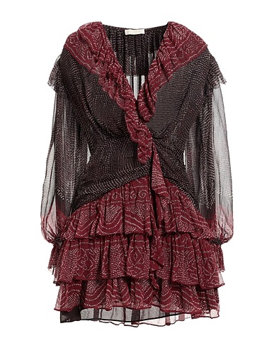 ULLA JOHNSON Short dress Burgundy 56% Cotton, 42% Viscose, 2% Metallic Polyester