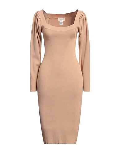 VICOLO Midi-Kleid Beige 70% Viskose, 30% Polyester