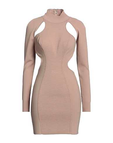 HERVÉ LÉGER Sheath dress Light brown 66% Recycled viscose, 18% Nylon, 14% Polyester, 2% Elastane