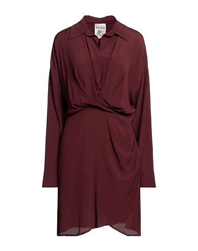 SEMICOUTURE Short dress Chocolate brown 65% Acetate, 35% Silk