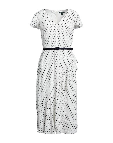 LAUREN RALPH LAUREN Midi dress White 97% Polyester, 3% Elastane