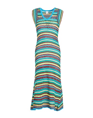 8 by YOOX Midi dress COTTON BLEND OPEN WORK LONG DRESS
 Green 75% Recycled cotton, 20% Recycled polyester, 5% Other Fibres