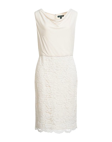 LAUREN RALPH LAUREN Kurzes Kleid Cremeweiß 95% Polyester, 5% Elastan, Baumwolle, Nylon, Viskose