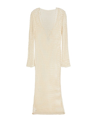 8 by YOOX Long dress CROCHET MAXI KNIT DRESS
 Ivory 75% Recycled cotton, 20% Recycled polyester, 5% Other Fibres