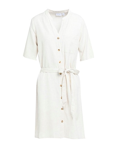 VILA Shirt dress Ivory 50% Viscose, 40% Cotton, 10% Linen