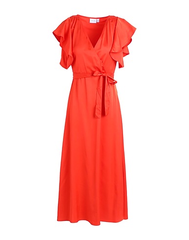 VILA Midi dress Orange 53% Polyester, 47% Viscose