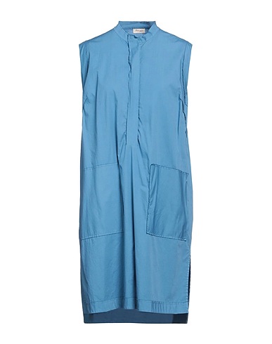 HER SHIRT HER DRESS ミニワンピース・ドレス ライトブルー コットン 97% / ポリウレタン 3%