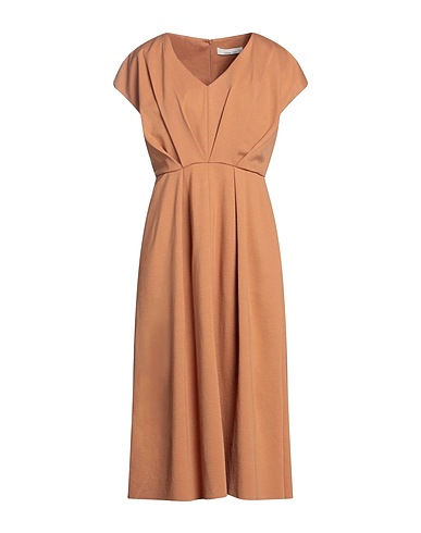 LIVIANA CONTI Midi dress Camel 68% Viscose, 27% Polyamide, 5% Elastane