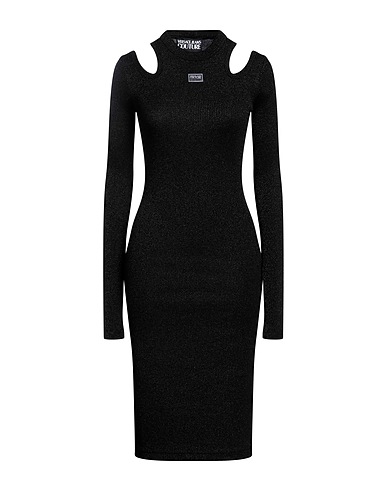 VERSACE JEANS COUTURE Midi dress Black 80% Viscose, 11% Polyester, 9% Polyamide