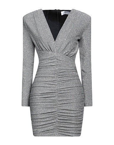 SOALLURE Short dress Silver 78% Viscose, 10% Polyester, 8% Polyamide, 4% Elastane