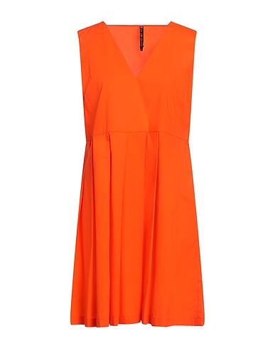 MANILA GRACE Pleated dress Orange 100% Cotton