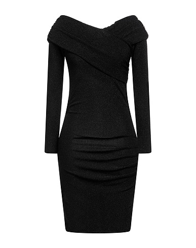 KAOS Short dress Black 61% Polyamide, 33% Metallic fiber, 6% Elastane