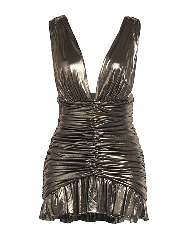 SAINT LAURENT スパンコールドレス ゴールド レーヨン 100%