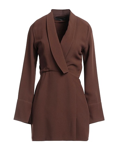 FEDERICA TOSI Short dress Dark brown 50% Acetate, 50% Viscose, Polyester