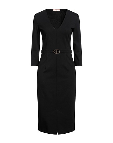 TWINSET Midi dress Black 68% Viscose, 27% Polyamide, 5% Elastane