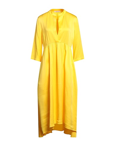 LIVIANA CONTI Midi dress Yellow 70% Acetate, 30% Viscose