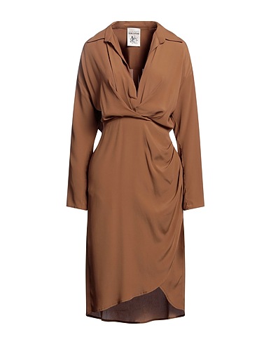SEMICOUTURE Midi dress Brown 65% Acetate, 35% Silk