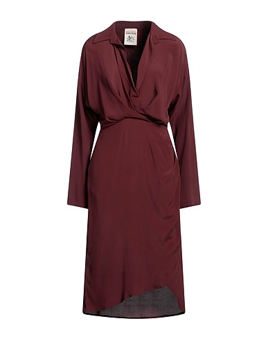 SEMICOUTURE Midi dress Chocolate brown 65% Acetate, 35% Silk