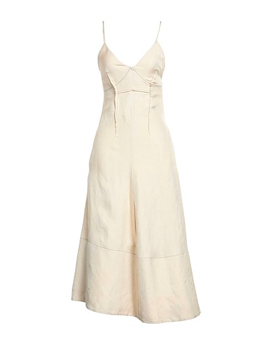 JIL SANDER Midi dress Beige 65% Viscose, 24% Linen, 11% Silk