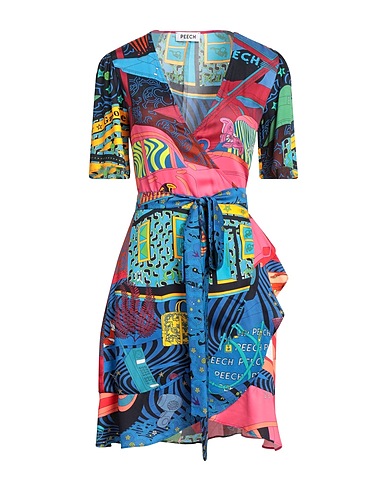 PEECH Vestito corto Blu 100% Viscosa