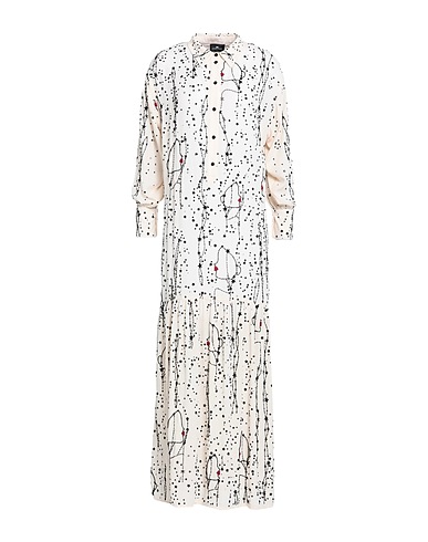 ELISABETTA FRANCHI Long dress Ivory 100% Polyester, Plastic, Glass