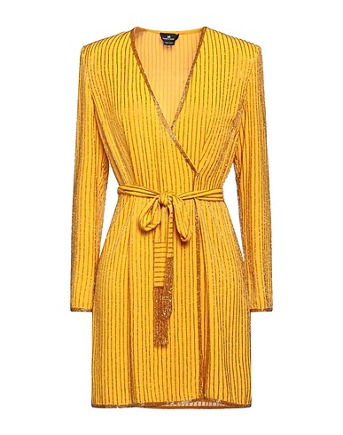 ELISABETTA FRANCHI Robe courte Jaune-orange 100% Polyester, Verre