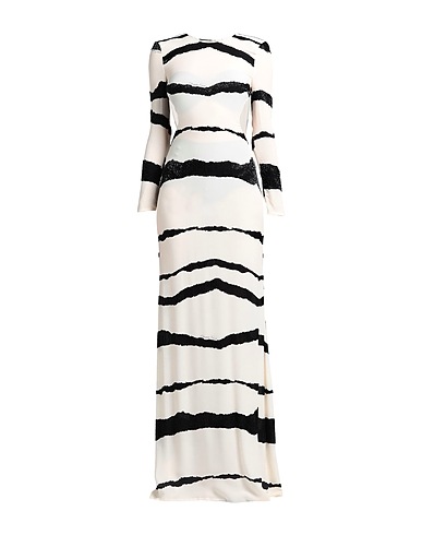 ELISABETTA FRANCHI Long dress Ivory 100% Viscose, Polyamide, Glass