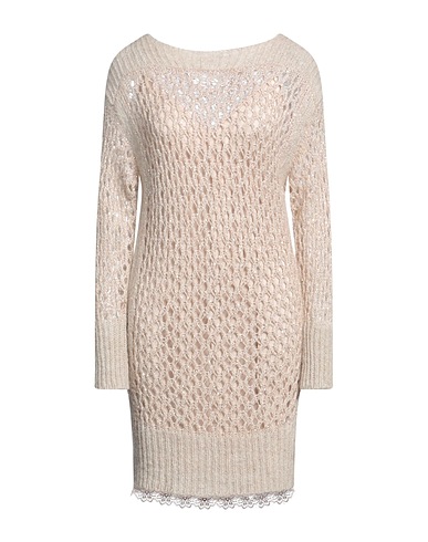 BLUGIRL Short dress Beige 39% Polyamide, 27% Acrylic, 20% Mohair wool, 14% Polyester