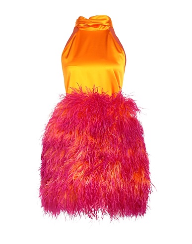 VERGUENZA Short dress Mandarin 94% Silk, 6% Elastane, Feather