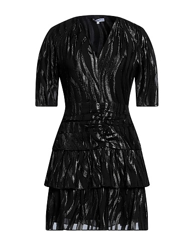 SUNCOO Short dress Black 90% Polyester, 10% Metallic fiber