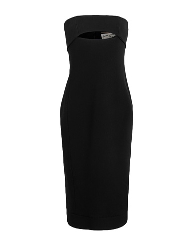 SAINT LAURENT Midi dress Black 100% Wool, Silk