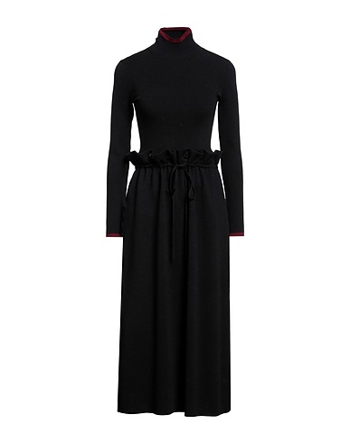 ULLA JOHNSON Midi dress Black 92% Wool, 7% Polyamide, 1% Elastane