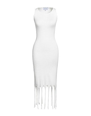 LIYA Midi dress White 95% Cotton, 5% Elastane