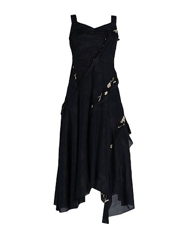 WEN PAN Vestito midi Nero 70% Cotone, 30% Sisal