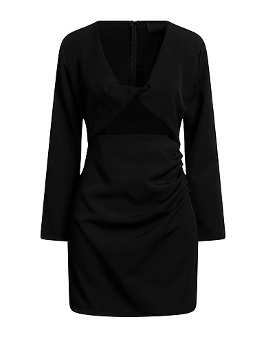 TPN Short dress Black 95% Polyester, 5% Elastane