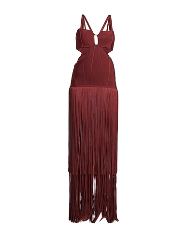 HERVÉ LÉGER Long dress Chocolate brown 90% Recycled rayon, 9% Nylon, 1% Elastane, Polyester