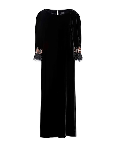 CLIPS Long dress Black 75% Viscose, 25% Silk, Feathers